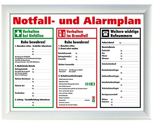 kaufdeinschild A4 weißer Rahmen Schild Aushang Notfallplan Alarmplan gerahmt zum beschriften