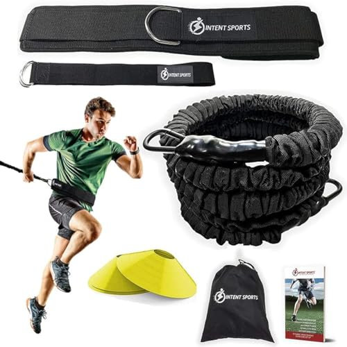 360 ° Dynamic Speed Widerstand und Assistenz Trainer Kit 8 ft. Stärke 80 Lb Widerstand Running Training Bungee Band (Taille). Solo oder Partner. Multisport Power, Kraft, Geschwindigkeit. Gratis Ebook.