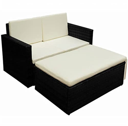 vidaXL Gartenmöbel 2-TLG. Poly Rattan Schwarz Lounge Sofa Sitzgruppe Gartenset