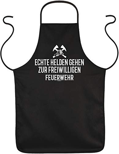 Tini - Shirts Feuerwehr Schürze - Sprüche Grillschürze Freiwillige Feuerwehr : Echte Helden gehen zur Freiwilligen Feuerwehr - Kochschürze Feuerwehr Mann/Frau