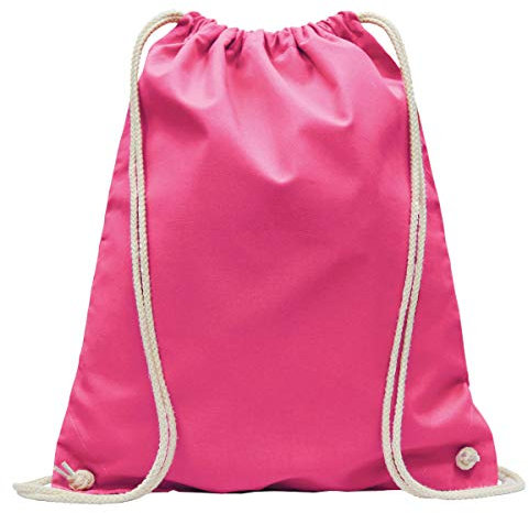 MyShirt Baumwoll Turnbeutel 38 x 46cm unbedruckt mit Kordelzug - 19 Farben - Jutebeutel OEKO-TEX® geprüft Gym Sack zum bemalen, Farbe:pink