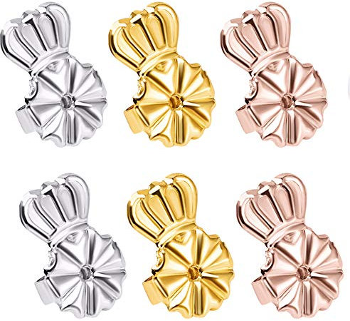 YAVIS Magic Ohrring-Verschlüsse, Ohrring-Halterung, verstellbar, hypoallergen, für Stütze von Ohrlöchern, 3 Paar 925er Sterlingsilber