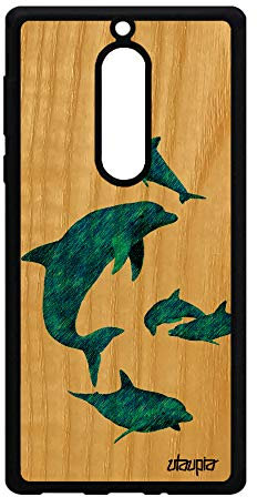 utaupia Coque en Bois Antichoc pour Nokia 5 Silicone Dauphin Jolie Nature Animaux Telephone Portable Pas Cher Ocean Bleu Animal Design mer Marin