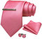 JEMYGINS Herren 9cm Breit Extra lang Krawatte und Einstecktuch Krawattenklammer Set Geeigneter Hochzeit Fest,Rosa