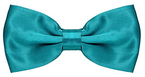 MASADA Herren Fliege Petrol glänzend und stufenlos verstellbar, handgefertigt mit Hakenverschluss - 12 x 6 cm 100% Polyester