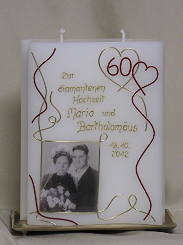Kerze zur diamantenen Hochzeit Hochzeitskerze inkl. Namen, Datum und Foto, J-22