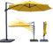 paramondo parapenda Plus Ampelschirm Ampelsonnenschirm, 360° Schwenkbar, Axiale Neigung, Kurbelbedienung, Stahl-Standkreuz und Gestell in Anthrazit, Rund, Gelb, Ø 3,5 m