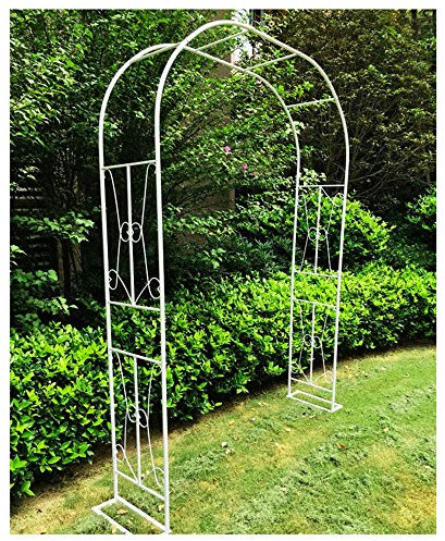 GEREP Selbstversammlung Rosenpavillon Eisen, Torbogen Rankhilfe für Outdoor Außenbereich, Garten, Rasen, Hinterhof/Weiß / W3×H2.4m