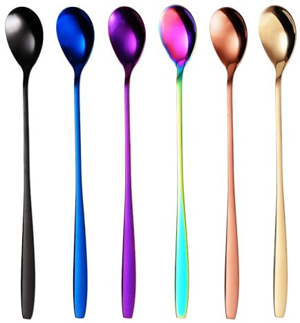 GRÄWE Cuillère à Glace et Latte Macchiato en Acier Inoxydable, Cuillère Longue Idéale pour Café, Desserts et thé Glacé, Passe au Lave-vaisselle, multicolore