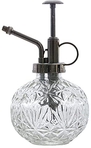 Glass Plant Mister Spray Bottle, 6.3inch Tall Vintage Plant Spritzer Watering Can, Succulent Watering Bottle with Top Pump, Plant Mister Glass Watering Garden Tool (Clear)