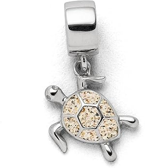 DUR Charm Turtle aus 925 Sterling Silber mit Strandsand veredelt, Silber/Beige, Größe:17,3x 16mm, F288