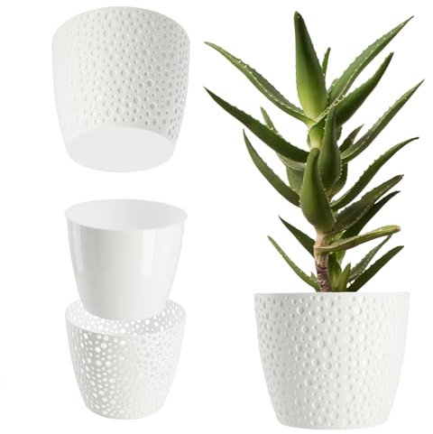 KADAX Maceta de plástico, 11 – 21 cm, 5 colores, maceta simple, resistente, protector redondo para helecho (17 cm, blanco)