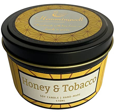 Honey & Tobacco Soy Candle Fresh - 100% Soy Wax - Vegan Friendly - Highly Scented.