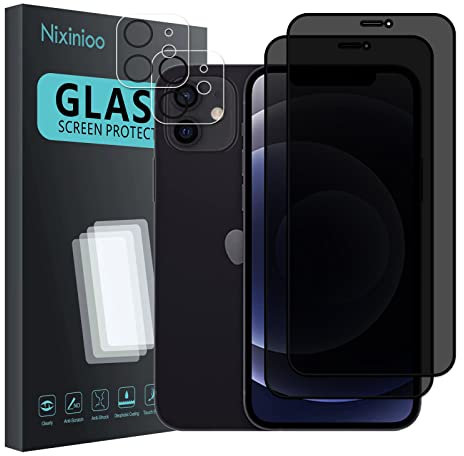 [4 Stück] Sichtschutz Schutzfolie für iPhone 12 Mini, [2* Anti-Spy Schutzglas + 2* Kameraschutz] Sichtschutzfolie, [Anti-Spion] [9H Härte] [Bläschenfrei] [Kratzfest]