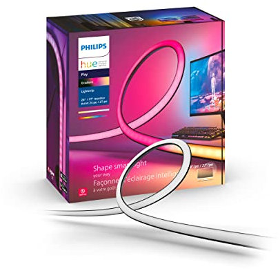Philips Hue White and Color Ambiance Gradient PC LED Lightstrip for 24 to 27 Monitors, Requires Hub, Compatible with Alexa, HomeKit, Google Assistant, Black, 578294