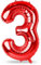Red Number Balloons - 40 Inch Foil Mylar Helium Balloons for Girls Women, Self Inflating 0-9 for Men Boys, 13th 30th Birthday Anniversary Party Decoration