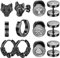 Dochais 6 Paar Set Damen Ohrringe Männer Ohrstecker,Ohrringe Wikinger Viking Rune Wolfskopf Kompass,10-12mm Edelstahl Ohrringe Tunnel Plug Ohrringe Creolen Ohrstecker für Damen Herren (Schwarz)