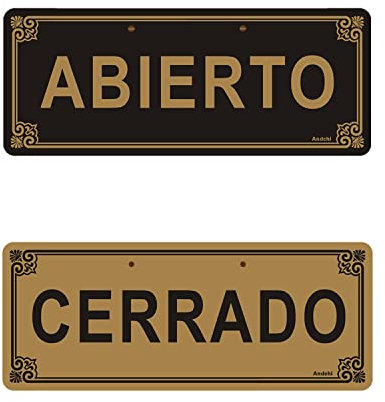 Andchi Abierto & Cerrado Letrero de Puerta Colgante, Cartel para Puerta con Puntas de Doble Cara, Acrílico de 3mm, no Destiñe (Acrílico 25 * 10)