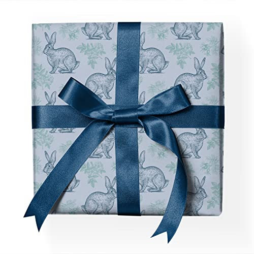 Dekoratives Hasen Geschenkpapier Set Hochwertiges Oster Dekor-Muster-Papier nicht nur zu Ostern zum verpacken, Geschenk einpacken, scrapbooking, basteln blau Format: 32 x 48cm, 4 Bogen