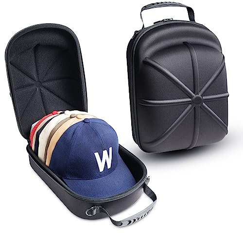 AUKURA Hat case for baseball caps, Hard hat travel case holding up to 6 baseball caps, Hat storage bag for Traveling & Home Storage, with handle and shoulder strap