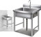 Professionnel Extérieur Évier De Jardin,Évier Inox De Cuisine 1 Bac Évier Sur Pieds En Acier Inox Anti-Eclaboussures Lavabo Pour Faire La Plonge Cuisine De Restaurants, Salle De Bain-1mm||50*50*80cm