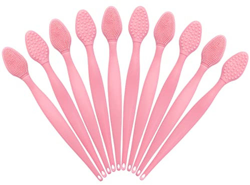Ooloveminso Silicone Lip Scrubber Exfoliator Tool, 10 Pcs Soft Double-Side Lip Brush, Dark Lip Care and Beauty - Pink