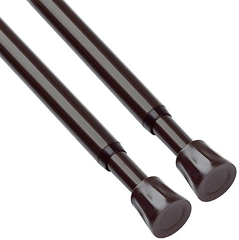TYRON 2 Stück Bronze Spannstange 45,7 bis 71,1 cm, verstellbare kleine Spannvorhangstange, federbelastete Gardinenstangen für Fenster ohne Bohren