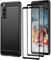 YISPIRIN Hülle für Sony Xperia 10 V mit 2 Stück Panzerfolie, Schwarz Stylisch Anti-Kratzer Handyhülle Stoßfest Schutzhülle Cover Weiche TPU Silikon Case