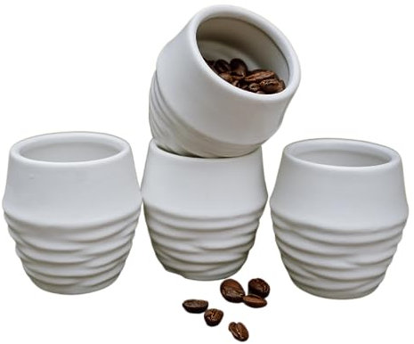 Töpferey Lot de 4 tasses à expresso fabriquées à la main de style japonais. Idéal pour expresso, thé, schnaps, etc. Passe au lave-vaisselle | Contenu : 4 tasses à café de 100 ml sans anse