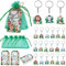 Serencatcher Set di 24 portachiavi animali della giungla con foglie di palma, etichette regalo di ringraziamento, sacchetti di organza per bambini e ragazze, compleanno, baby shower, regali