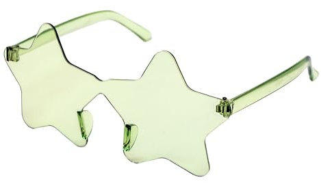 PLAYZOCO Sonnenbrille in Sternform, rahmenlose Sonnenbrille, Sternbrille, Kostümbrille, Partybrille, Junggesellenabschied, Karnevalsbrille, Unisex