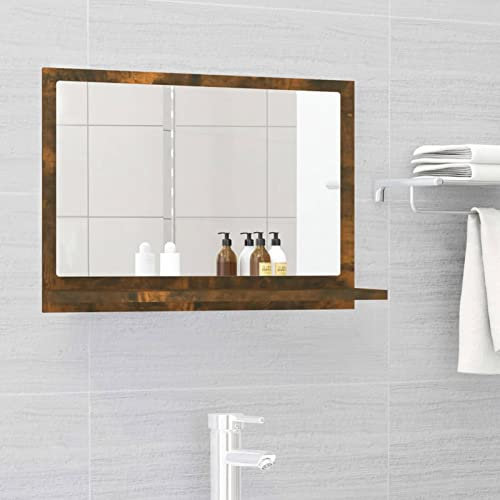 TANZEM Badspiegel Räuchereiche 60x10,5x37 cm Holzwerkstoff, Wandspiegel, Badezimmerspiegel, Badezimmer Spiegel, Bathroommirror