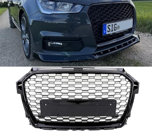 DM Autoteile 2-4018 Kühlergrill Waben Grill Schwarz hochglanz kompatibel für Audi A1 8X Facelift ab 2015 auch quattro