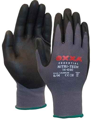 OXXA Nitri-Tech 14-690 Handschuhe - Paar 9 / L Oxxa - Schwarz/Grau - Strickmanschette - EN 388:2016