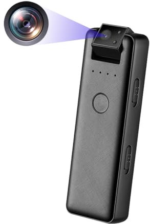 HopeGem Tragbare Mini Full HD 1080P Kamera – 180° Flip Camera Nachtsicht - Verlustfreier Audiorecorder Mit 256 KBit/s - Magnet/Clip On Polizei Körperkamera - Type-C Schnellladung(FHD 1080P)