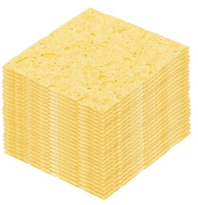 sourcing map 15PCS Soldering Sponge 60 x 60mm Square with Holes Deep Cleaning Pad Welding Tip Iron Replacement for Cleaning Soldering Iron 1mm Natural Thickness 6mm Water Absorption Thickness