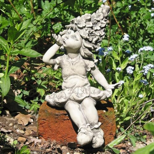 Blumenkinder Rittersporn Kantenhocker Kantensitzer - Zauberblume - | Resin seidenmatt grau - zum Aufstecken geeignet -