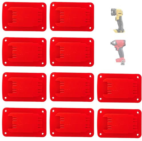 10 Packs Tool Holder Compatible with Dewalt 18V & Milwaukee M18 Tools Wall Mount Storage Rack Drill Tools Fixing Bracket on Wall Bench with Screws