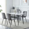 HomJoy Dining Table Set 4 Modern Rectangular Marble Effect Dinner Table with 4 Velvet Chairs for Kitchen Home (Light Grey, 120cm)