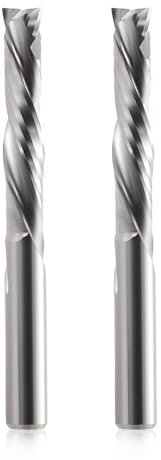 Lot de 2 fraises à queue de compression CNC de 6 mm, fraise à rainurer hélicoïdale à 2 flûtes, longueur de coupe 32 mm, fraise en spirale Up&Down Cut Bit VHM Fraise à rainurer pour bois, planche de