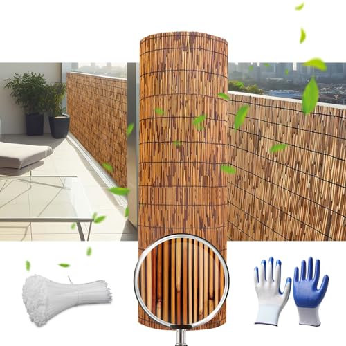 Balkon Sichtschutz Bambus 90x400 Sichtschutzmatte Bambus 80x600 100x600 Sichtschutzzaun Holz 180x180 Garten Sichtschutz Sonnenschutz/Atmungsaktiver für Balkon Oder Als Wind- Und Sichtschutz