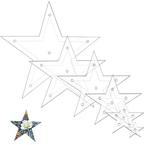 NBEADS 6 Stk. Stern Acryl Nähschablone, 6 Größen Klare Pentagramm Schablone Acryl Quilting Schablonen für Patchwork Quilten DIY Kunsthandwerk Dekoration Scrapbooking Embellishments