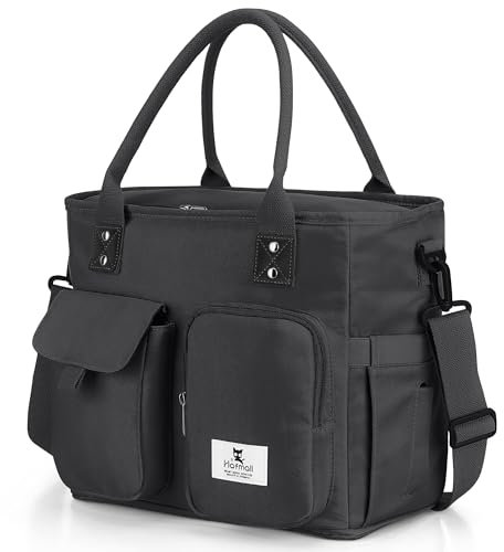 Hafmall Borsa Termica Porta Pranzo18L Grande, Porta Pranzo Termico per Donna e Uomo, Borsa Frigo per Escursionismo, Picnic All'aperto, Barbecue (Nero)