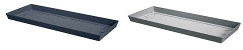 B2C Pot Rectangle Drip Trays Indoor Outdoor Plant Saucer Plastic Tray Saucers (Grey, 53.5cm x 21.2cm)
