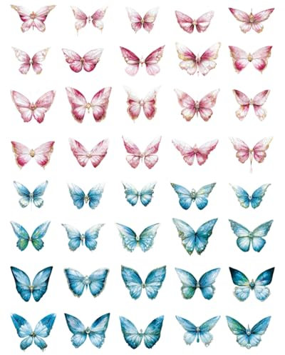 KGDUYC 80 pcs mit 2 Themen Schmetterlings-Aufkleber-Set, Eiskristalle, holografisch, PET, glänzend, Kunstharz,Simulierter Schmetterling,wasserfest, transparent, Aufkleber für Scrapbooking-Zubehör
