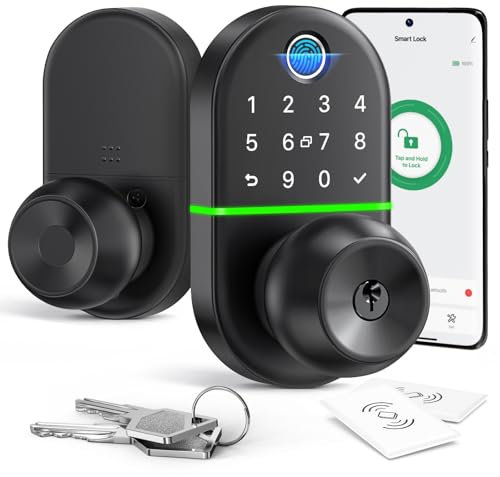 Pomo de entrada sin llave para puerta delantera: cerradura digital NICE DIGI con teclado, cerradura biométrica con huella dactilar, fácil instalación