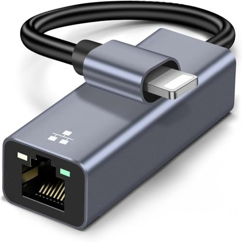 NCGGY Adattatore da Light1ning a Ethernet di, adattatore di rete LAN da Lightning a RJ45 Ethernet,100 Mbps ad alta velocità compatibile con i-Phone/i-Pad/i-Pod,collega e usa