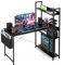 Grandder 120x80 cm L Shaped Gaming Desk with Reversible Storage Shelves, Computer Desk Home Office Corner Study Writing Table with Hutch, Study, Black