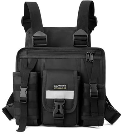 EASYLOCK Brusttasche Herren Fronttasche Taktische Tasche Chest Rig für Outdoor Aktivitäten, Laufen, Joggen, Klettern, Wandern (Schwarz)