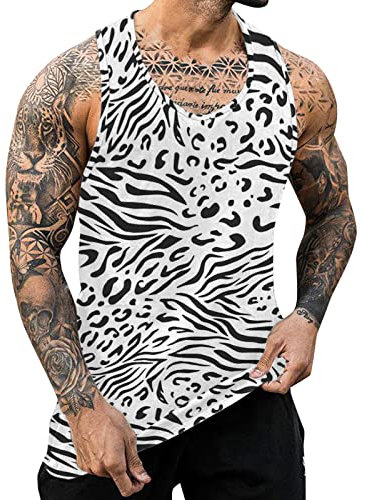 Top Herren Sommer Einfarbig Streetwear Tee Top für Men Muskelshirt Print Tank Top Slim Fit Unterziehshirt Sommer Unterhemd Leicht Tshirt Gym Sport Laufshirt Hawaii Top Sleeveless Trägershirts
